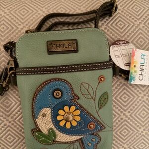 Chala Green Crossbody Bag with Bird Design NWT 55.00